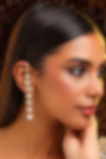 Gold Finish Shimmering Stone Ear-Cuffs (Set Of 2) by Ruby Raang at Pernia's Pop Up Shop