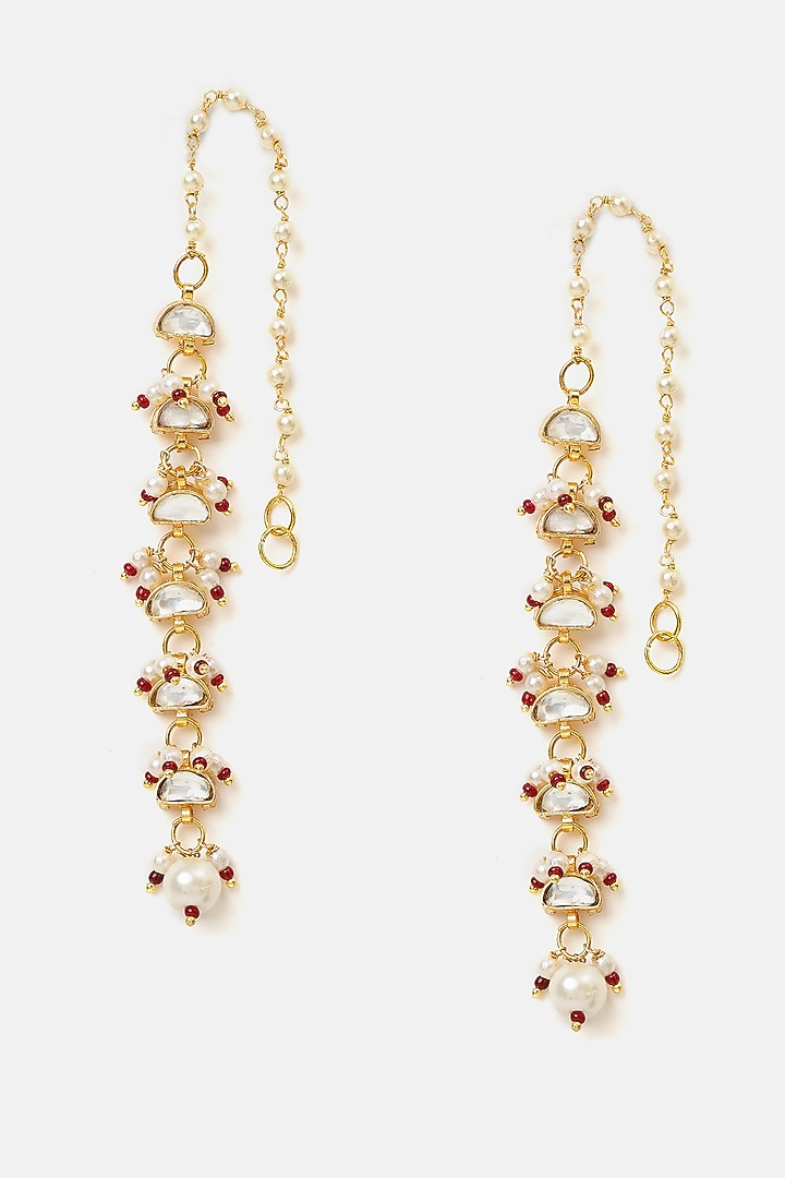 Gold Finish Shimmering Stone Ear-Cuffs (Set Of 2) by Ruby Raang at Pernia's Pop Up Shop