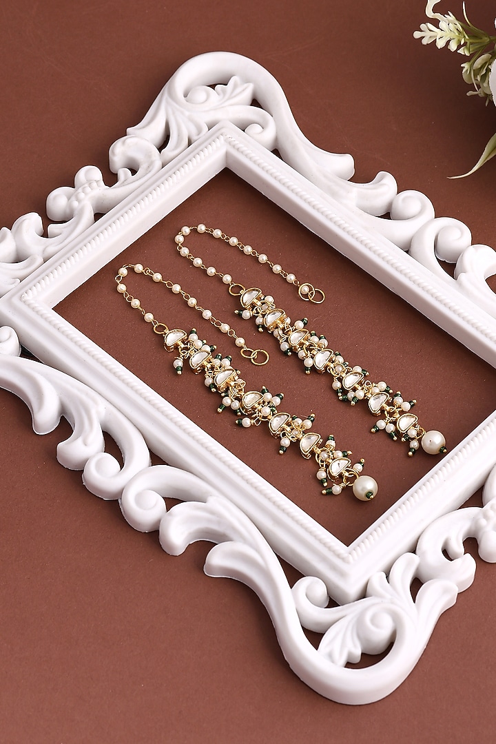 Gold Finish Cascading Ear-Cuffs (Set Of 2) by Ruby Raang at Pernia's Pop Up Shop