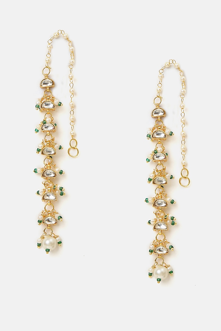 Gold Finish Cascading Ear-Cuffs (Set Of 2) by Ruby Raang at Pernia's Pop Up Shop