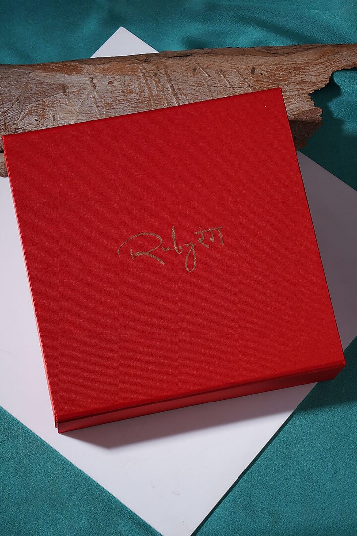 Gold Finish Kundan Polki & Pearl Long Necklace Set by Ruby Raang at Pernia's Pop Up Shop