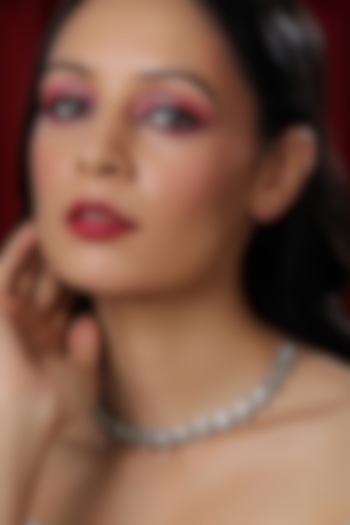 White Finish Kundan Polki & American Diamond Necklace In Sterling Silver by Ruby Raang at Pernia's Pop Up Shop