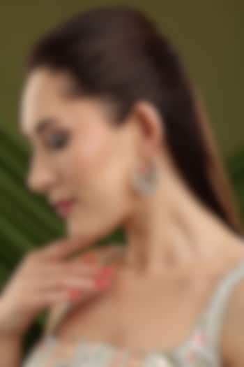 Gold Finish Kundan Polki & Navratna Stone Hoop Earrings by Ruby Raang at Pernia's Pop Up Shop