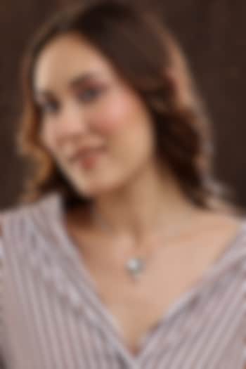 Silver Finish Kundan Polki & Beaded Necklace by Ruby Raang at Pernia's Pop Up Shop