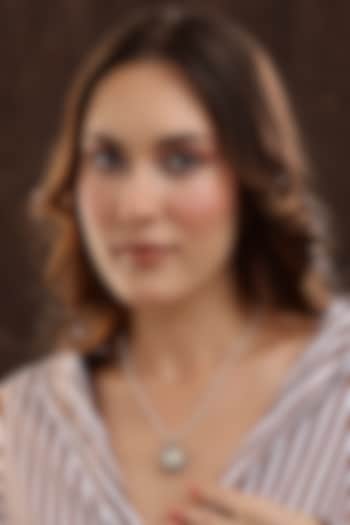 Silver Finish Kundan Polki & Beaded Necklace by Ruby Raang at Pernia's Pop Up Shop