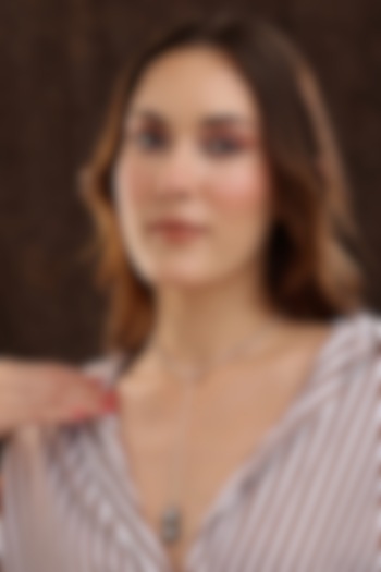 Silver Finish Kundan Polki & Beaded Necklace by Ruby Raang at Pernia's Pop Up Shop