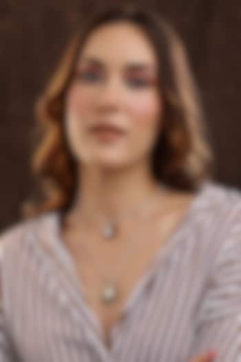 Silver Finish Kundan Polki & Beaded Drop Necklace by Ruby Raang at Pernia's Pop Up Shop