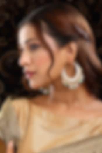 Gold Plated Multi-Colored Kundan Polki Hoop Earrings by Ruby Raang at Pernia's Pop Up Shop