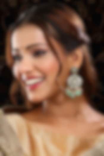 Gold Plated Green Kundan Polki Dangler Earrings by Ruby Raang at Pernia's Pop Up Shop