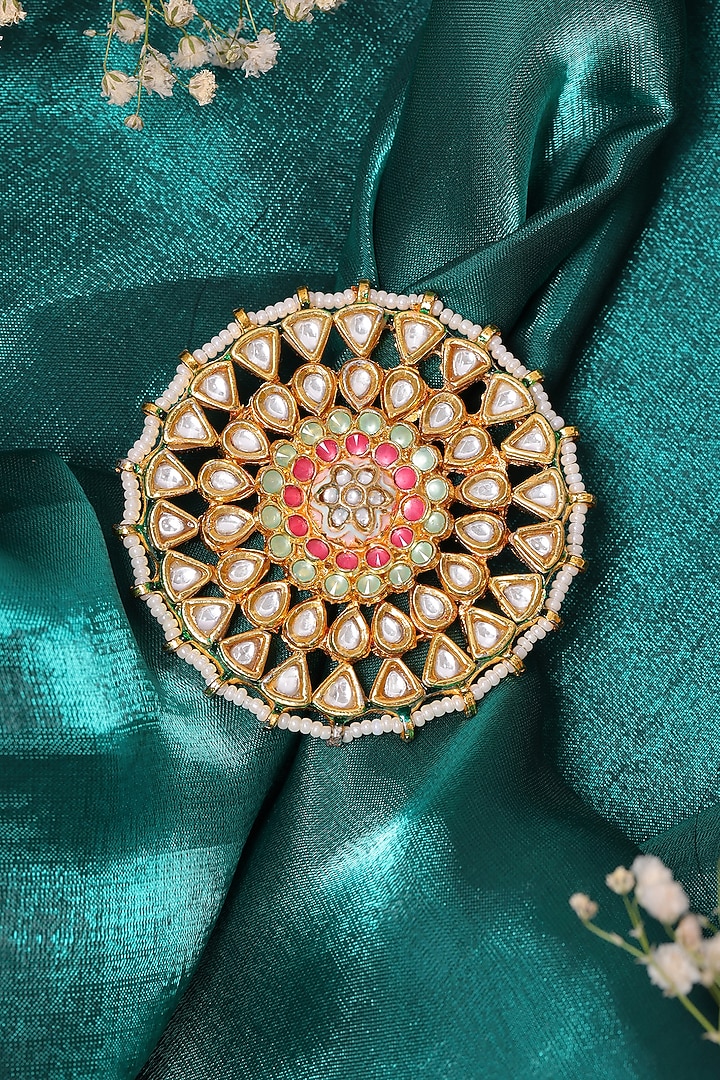 Gold Plated Kundan Polki Handcrafted Ring by Ruby Raang at Pernia's Pop Up Shop