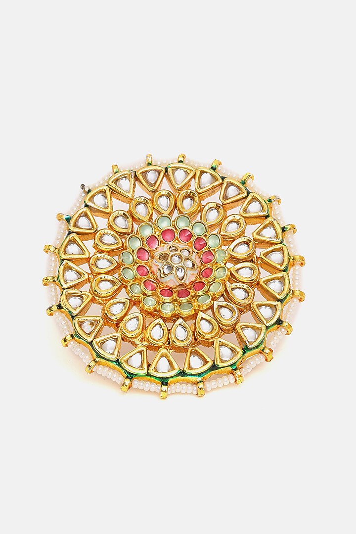 Gold Plated Kundan Polki Handcrafted Ring by Ruby Raang at Pernia's Pop Up Shop