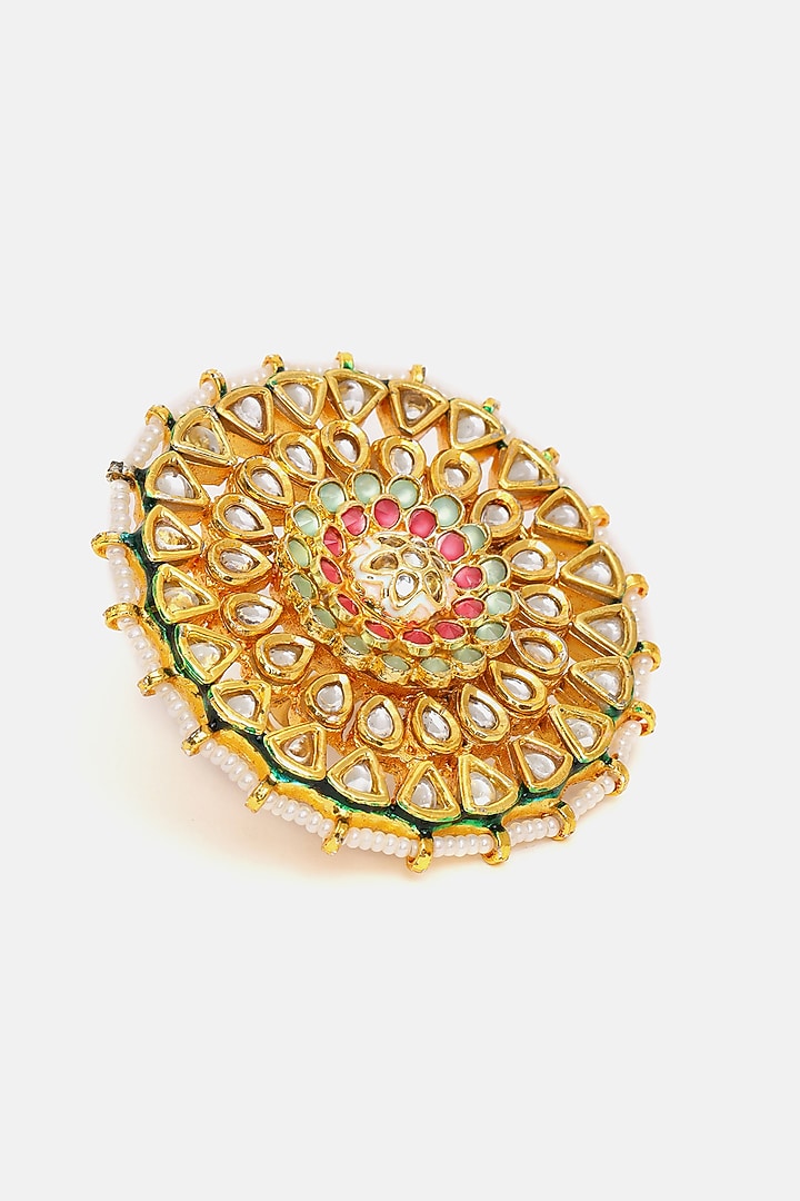 Gold Plated Kundan Polki Handcrafted Ring by Ruby Raang at Pernia's Pop Up Shop