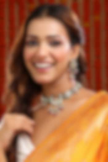 Gold Plated Multi-Colored Stone & Kundan Polki Handcrafted Necklace Set by Ruby Raang at Pernia's Pop Up Shop