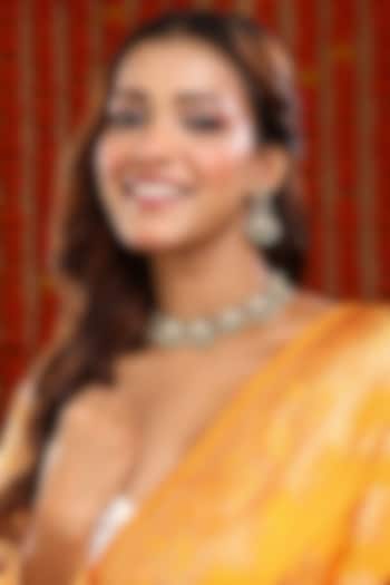 Gold Plated Kundan Polki Handcrafted Necklace Set by Ruby Raang at Pernia's Pop Up Shop