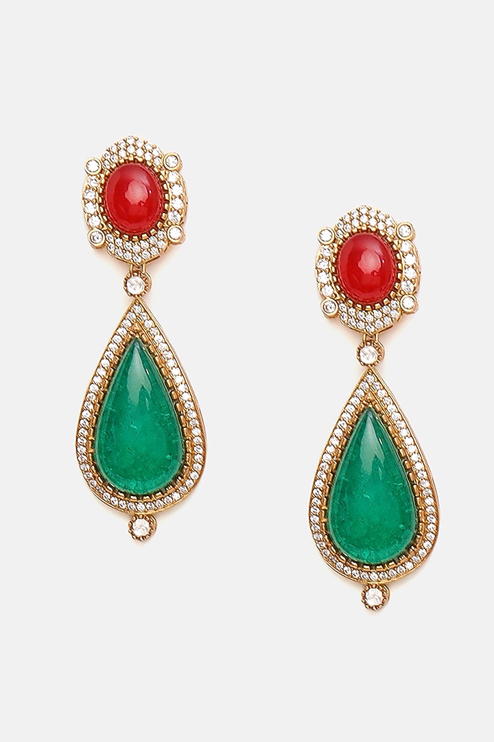 Gold Plated Kundan Polki & Multi-Colored Stone Necklace Set by Ruby Raang at Pernia's Pop Up Shop