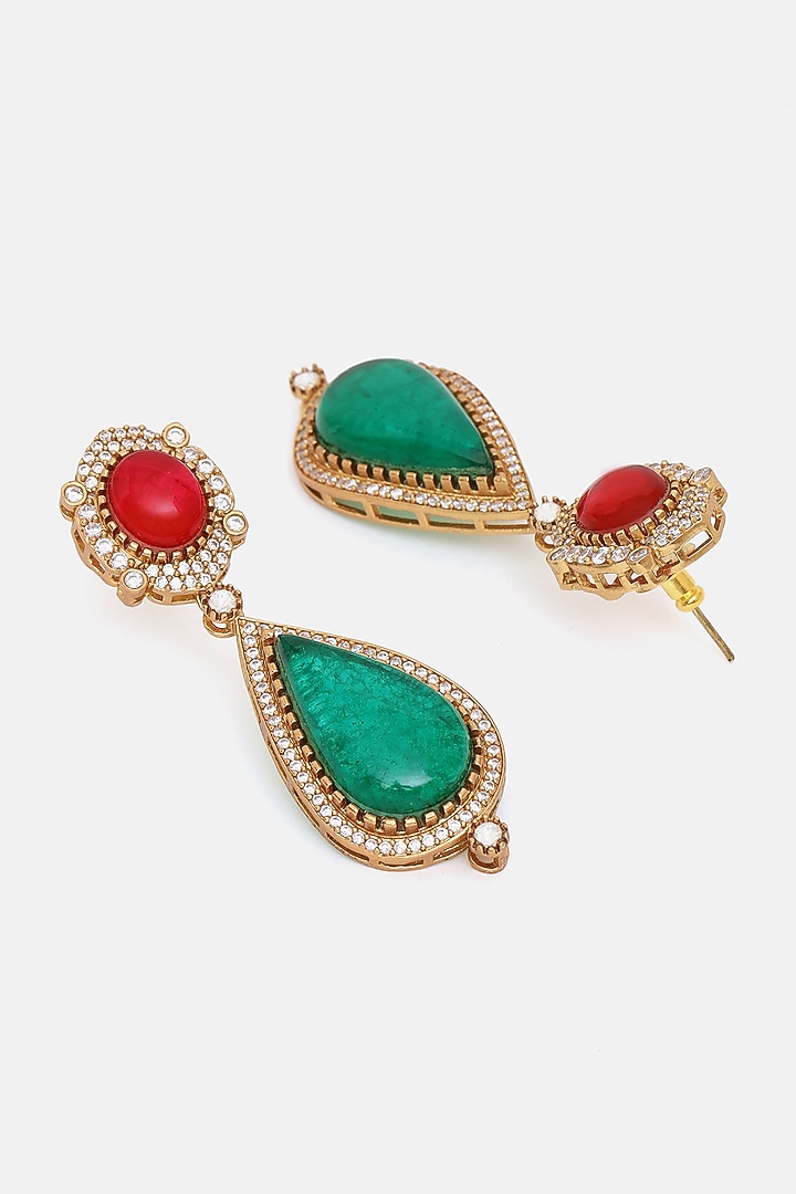 Gold Plated Kundan Polki & Multi-Colored Stone Necklace Set by Ruby Raang at Pernia's Pop Up Shop
