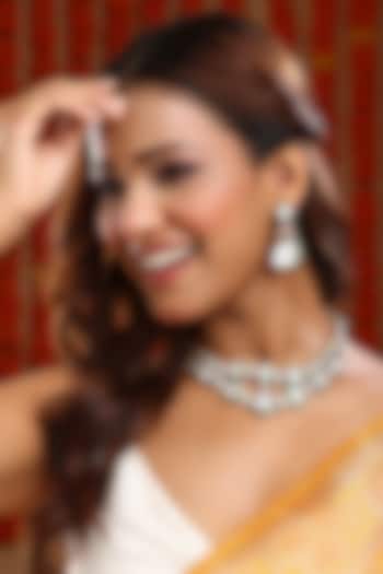 Gold Plated Kundan Polki & Green Meenakari Layered Necklace Set by Ruby Raang at Pernia's Pop Up Shop