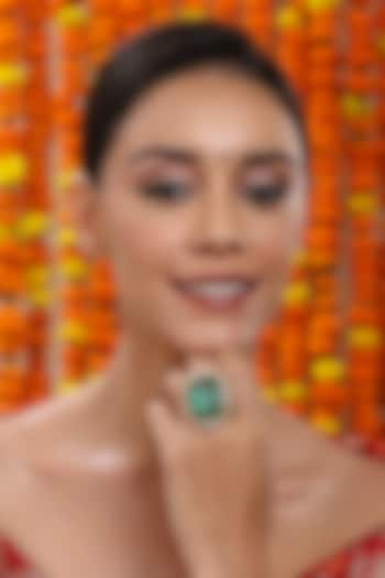 Gold Finish Emerald Ring by Ruby Raang at Pernia's Pop Up Shop