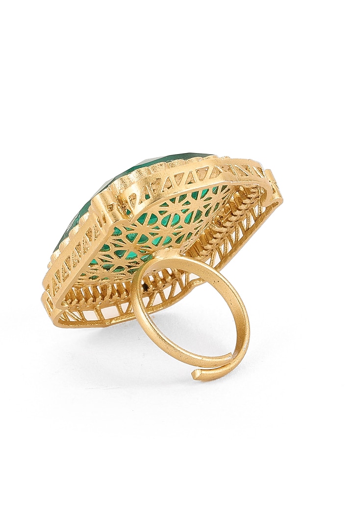 Gold Finish Emerald Ring by Ruby Raang at Pernia's Pop Up Shop