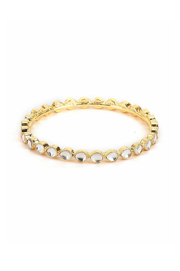 Gold Finish Kundan Polki Bangles (Set Of 2) by Ruby Raang at Pernia's Pop Up Shop