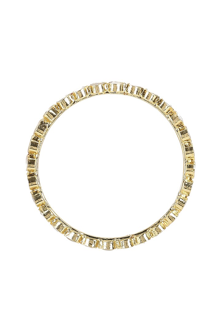 Gold Finish Kundan Polki Bangles (Set Of 2) by Ruby Raang at Pernia's Pop Up Shop