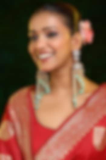 Oxidised Finish Kundan Polki & Pearl Jhumka Earrings by Ruby Raang at Pernia's Pop Up Shop