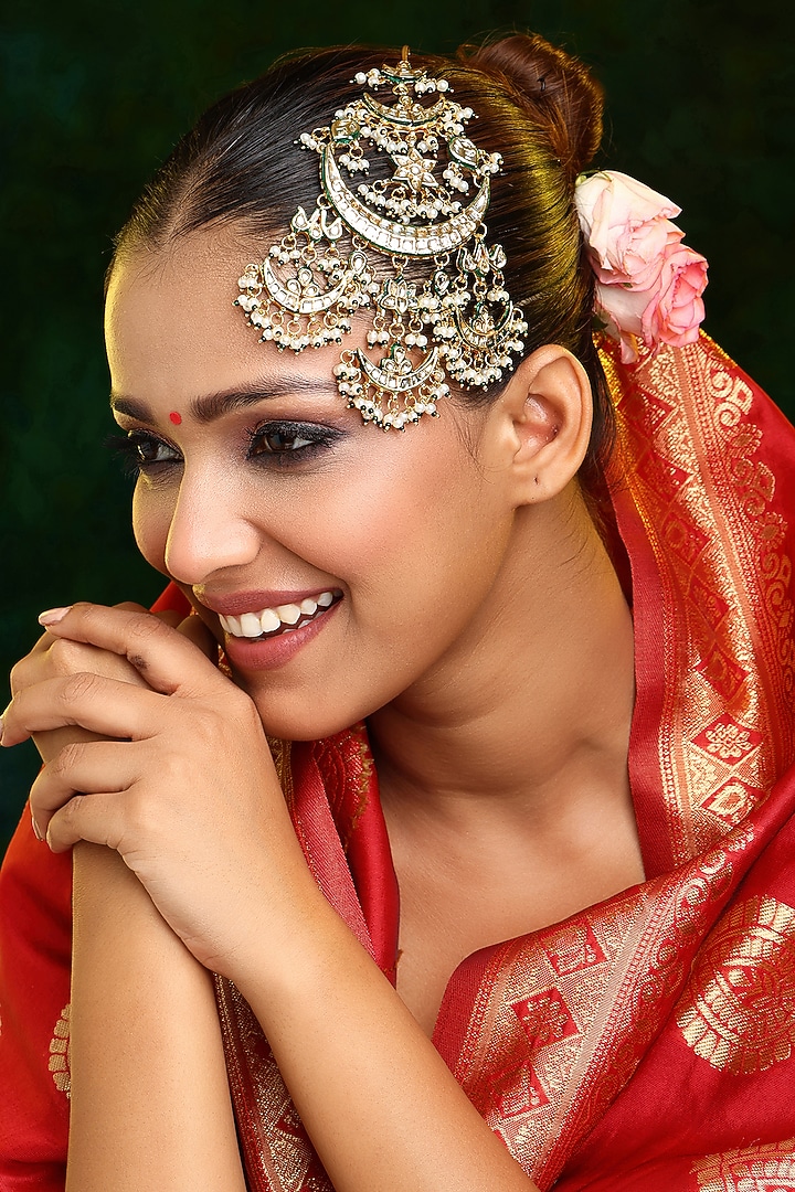 Gold Finish Kundan Polki & Pearl Pasa by Ruby Raang at Pernia's Pop Up Shop