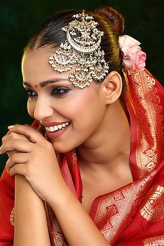 Gold Finish Kundan Polki & Pearl Pasa by Ruby Raang
