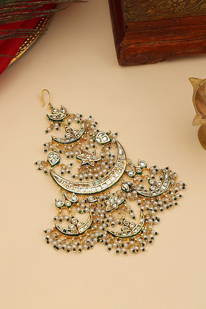 Gold Finish Kundan Polki & Pearl Pasa by Ruby Raang at Pernia's Pop Up Shop
