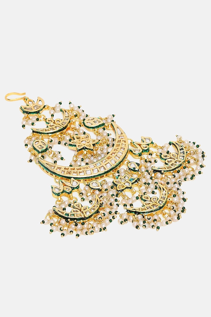 Gold Finish Kundan Polki & Pearl Pasa by Ruby Raang at Pernia's Pop Up Shop