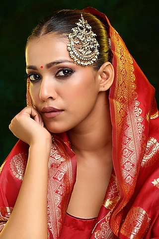 Gold Finish Kundan Polki & Pearl Pasa by Ruby Raang