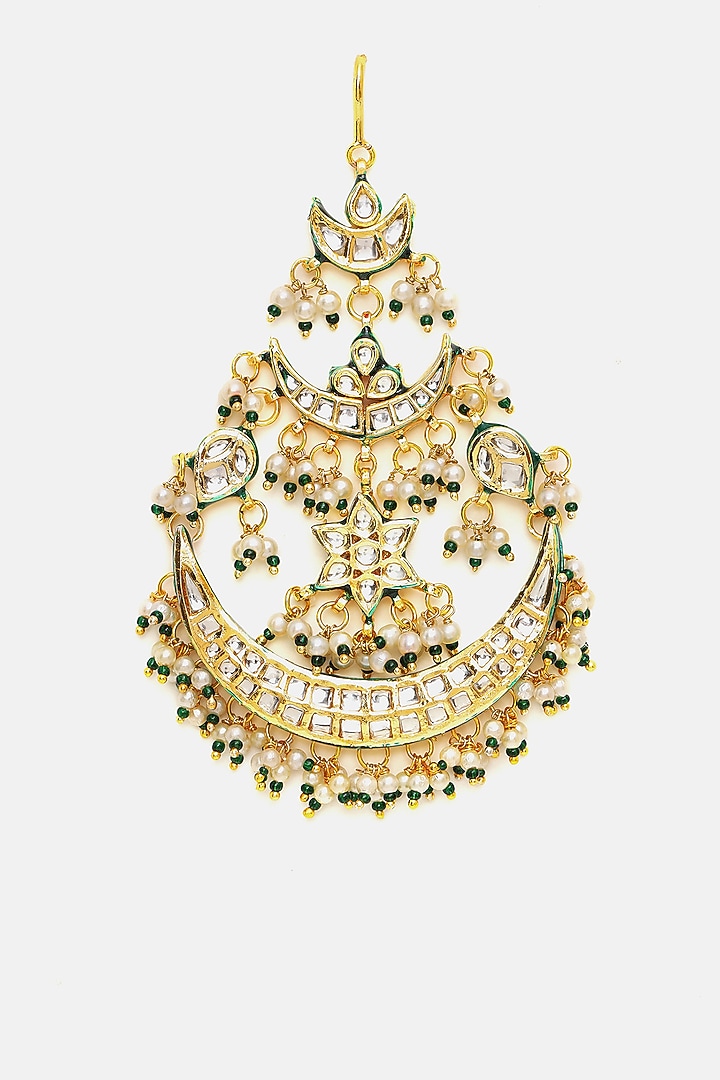 Gold Finish Kundan Polki & Pearl Pasa by Ruby Raang at Pernia's Pop Up Shop