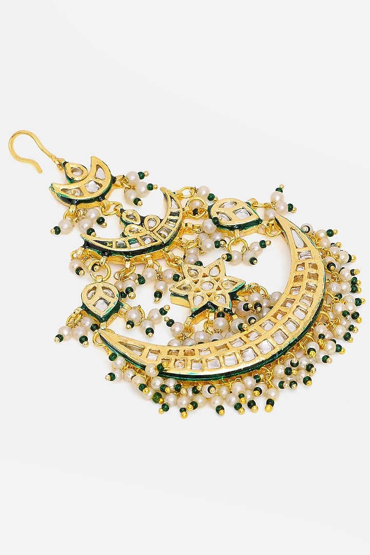 Gold Finish Kundan Polki & Pearl Pasa by Ruby Raang at Pernia's Pop Up Shop