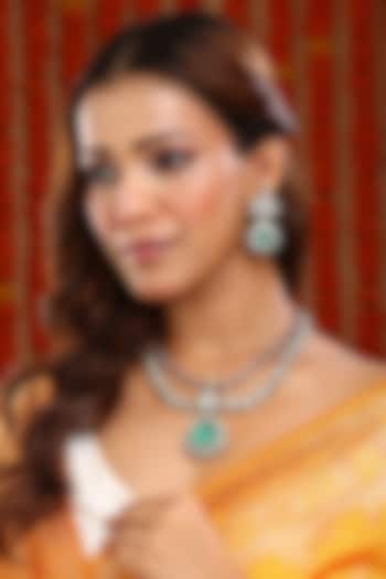 Oxidised Gold Finish Kundan Polki & Semi-Precious Stone Layered Necklace Set by Ruby Raang at Pernia's Pop Up Shop