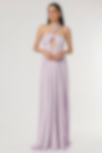 Lavender Rayon Draped Dress by Ruchi Soni