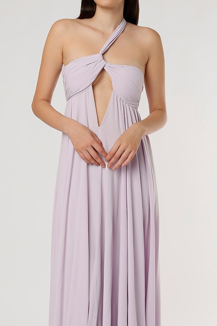 Lavender Rayon Draped Vacation Dress by Ruchi Soni at Pernia's Pop Up Shop
