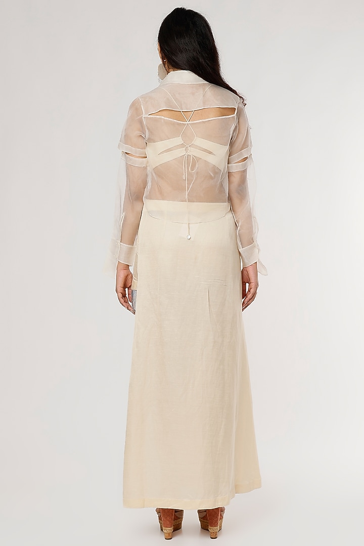 Ivory Linen Skirt Set by Ruchi Soni at Pernia's Pop Up Shop