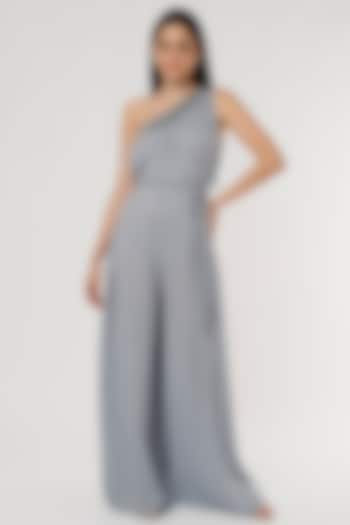 Grey Rayon Off-Shoulder Jumpsuit by Ruchi Soni