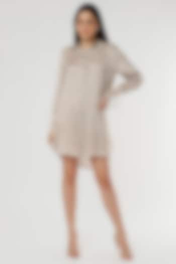 Grey Modal Satin Shirt Dress by Ruchi Soni
