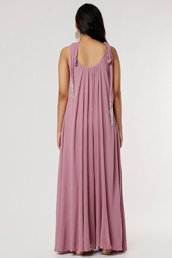 Lilac Rayon Embellished Jumpsuit by Ruchi Soni at Pernia's Pop Up Shop