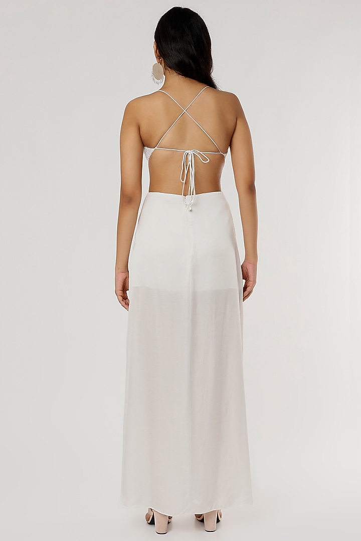 White Tulle & Satin Skirt Set by Ruchi Soni at Pernia's Pop Up Shop