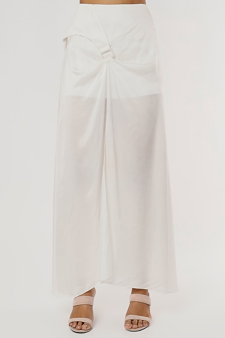 White Tulle & Satin Skirt Set by Ruchi Soni at Pernia's Pop Up Shop