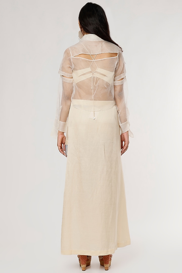 Ivory Silk Organza Shirt by Ruchi Soni at Pernia's Pop Up Shop