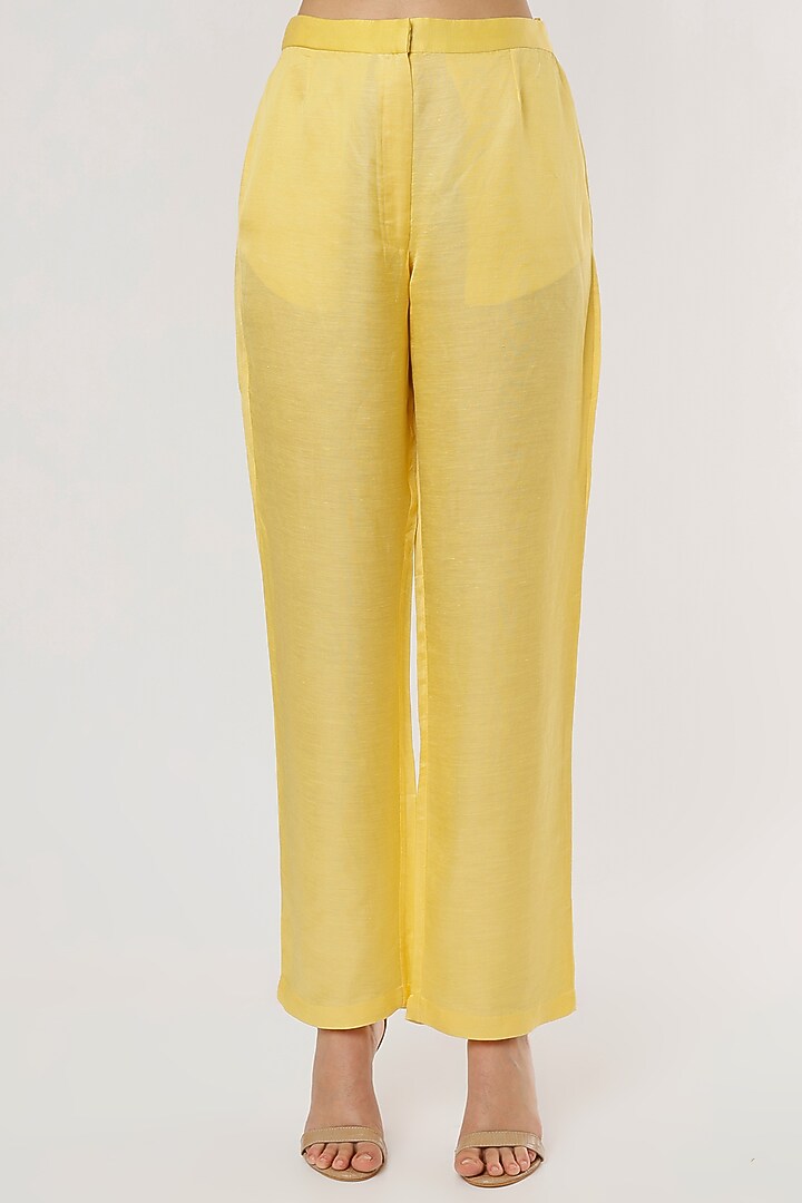 Yellow Silk Organza Shirt by Ruchi Soni at Pernia's Pop Up Shop