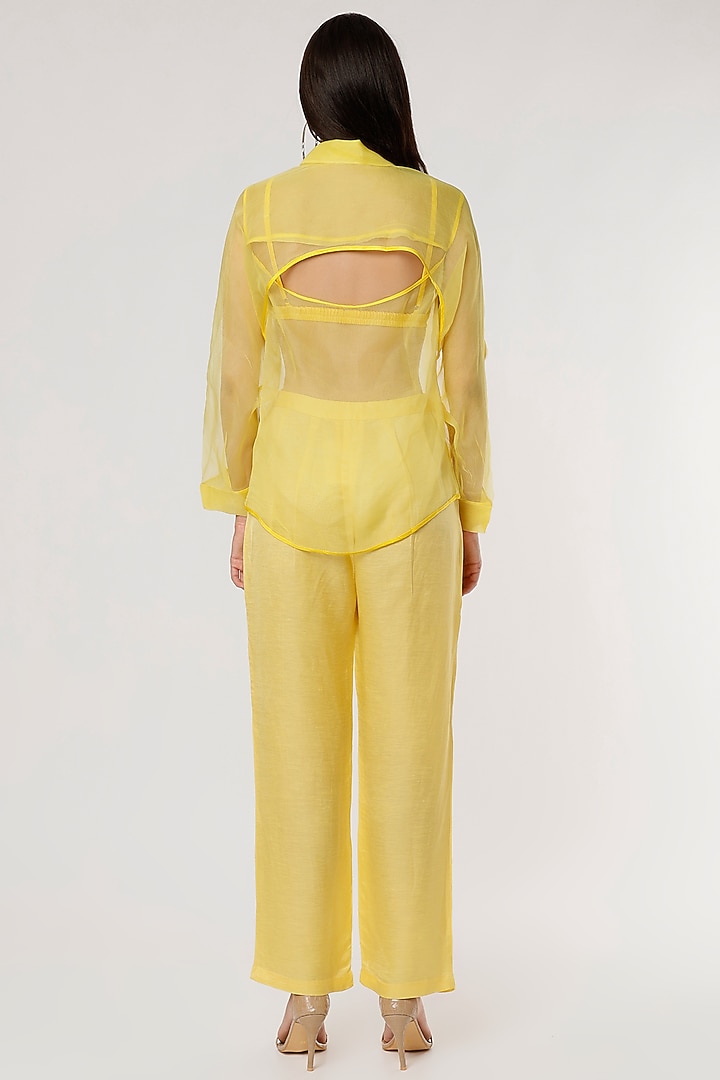 Yellow Linen Satin Bralette by Ruchi Soni at Pernia's Pop Up Shop