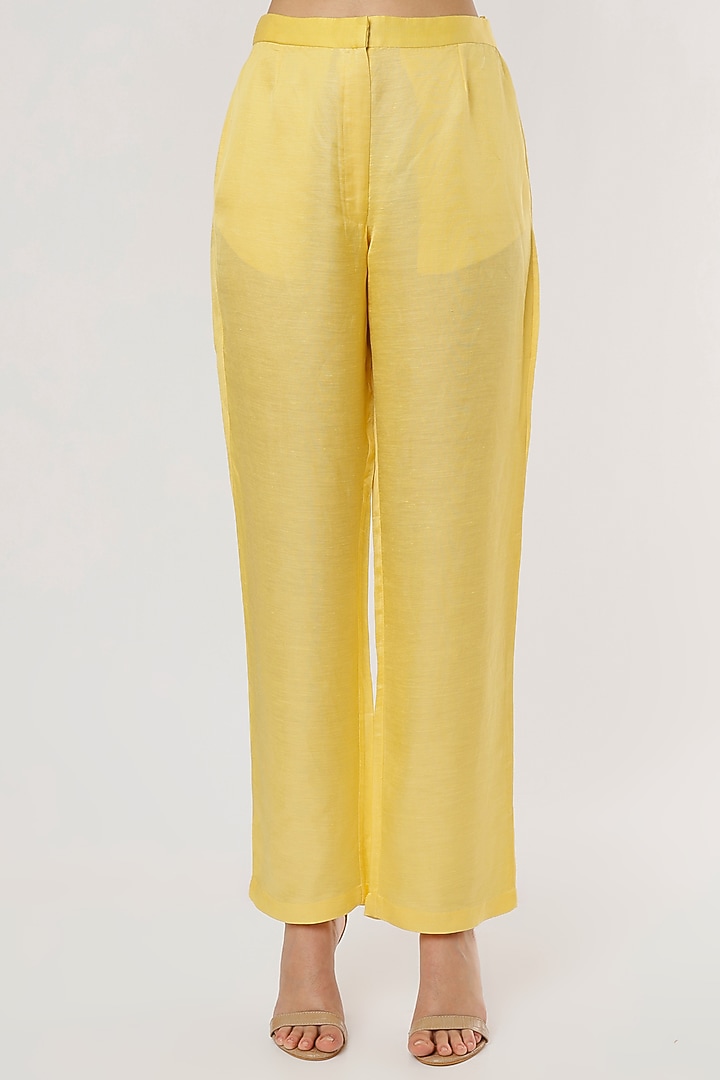 Yellow Linen Satin Bralette by Ruchi Soni at Pernia's Pop Up Shop