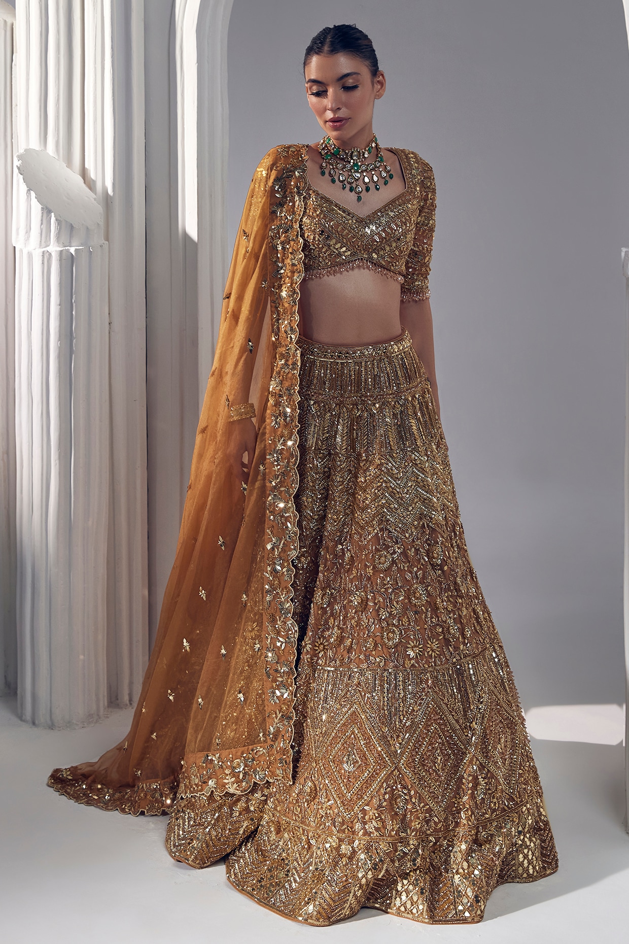 Falguni Shane Peacock India on Instagram: “#FSPbride Mouni Roy @imouniroy  in custom Falguni Shane Pe… | Golden bridal lehenga, Indian bridal outfits, Bridal  lehenga