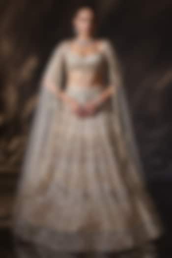 Gold Silk Embroidered Bridal Lehenga Set by Ruchika Hurria at Pernia's Pop Up Shop
