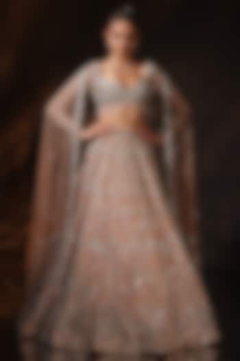 Nude Silk Embroidered Bridal Lehenga Set by Ruchika Hurria at Pernia's Pop Up Shop