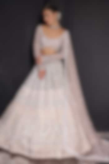 Light Pink Silk Embroidered Bridal Lehenga Set by Ruchika Hurria at Pernia's Pop Up Shop